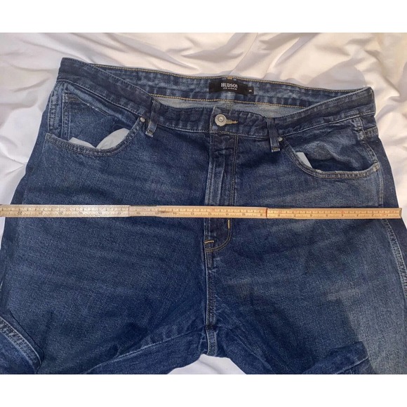 HUDSON Bow Legged Denim Jeans Men Size 38 Tapped Bagged Blue M726DPP - Picture 9 of 14